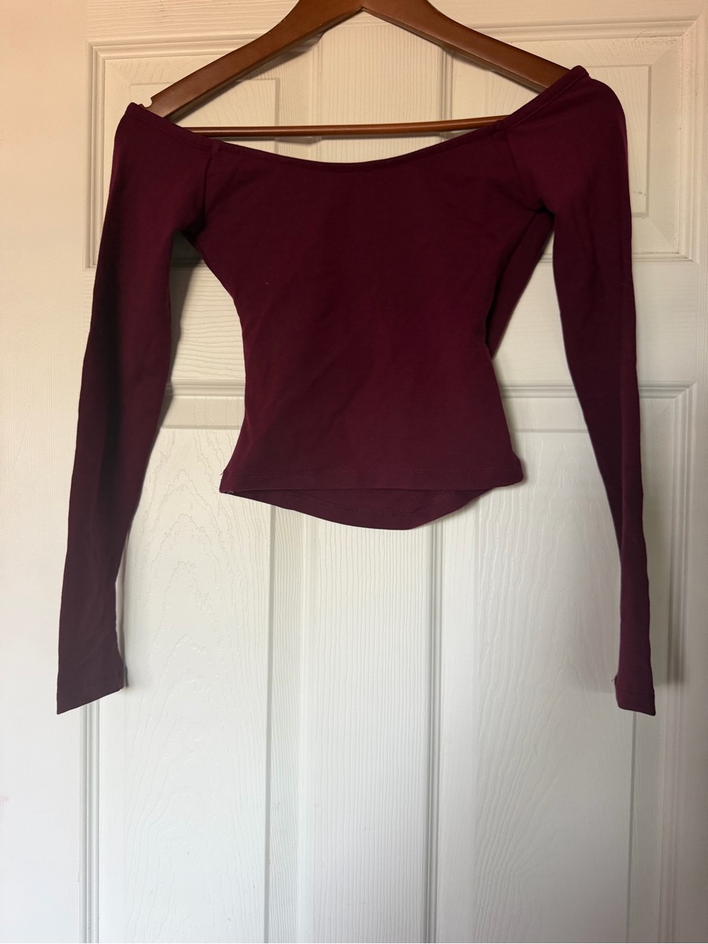 Deep Berry Off-Shoulder Wrap Top - Picture 3 of 3